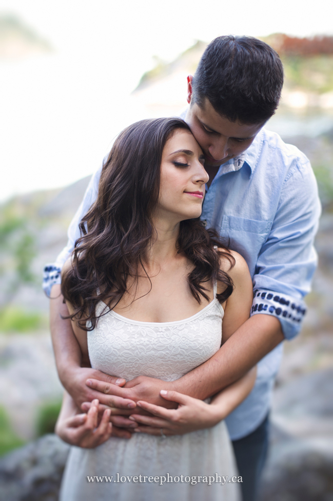 Canadian wedding photographers shot this dreamy, creamy beachside vancouver engagement portrait (www.lovetreephotography)