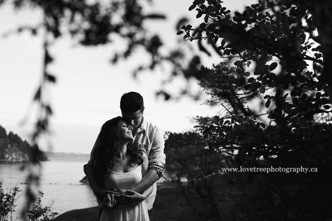black and white hard contrast engagement pictures ; image by wedding photographers Love Tree Photography