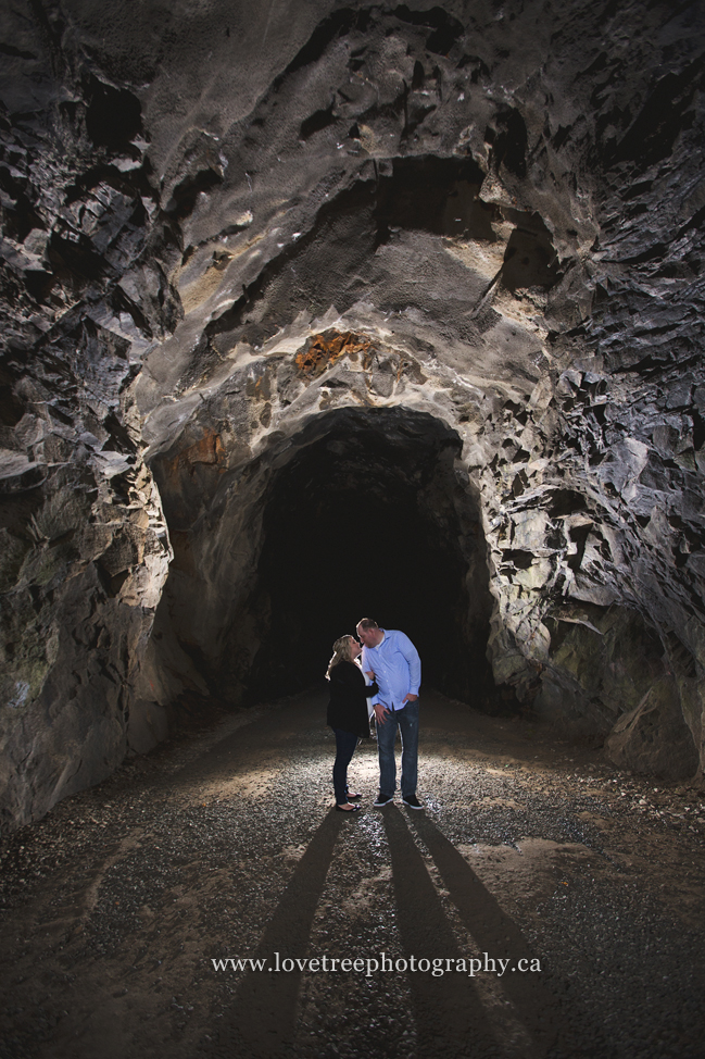 Othello Tunnels engagement session in a cave by award winning wedding photographers www.lovetreephotography.ca