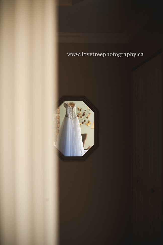 a unique shot of the wedding dress; image by www.lovetreephotography.ca