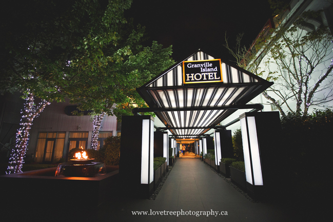 Granville Island Hotel at night | image by vancouver wedding photographer www.lovetreephotography.ca