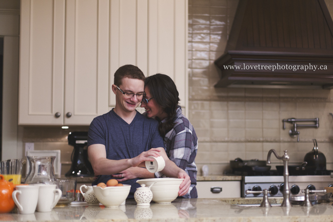 unique engagement session making breakfast together | award winning photographer www.lovetreephotography.ca
