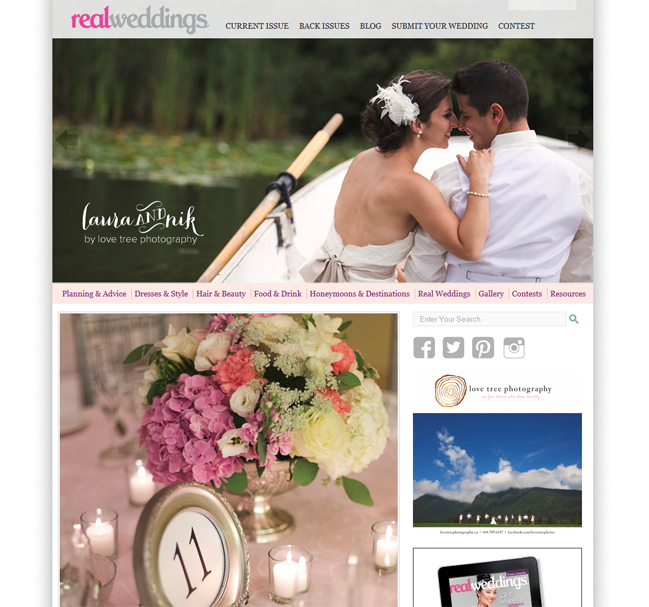 love tree photography is featured on the Real Weddings Magazine blog