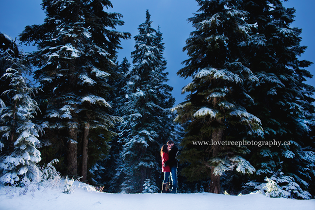 snowy mountain engagement session